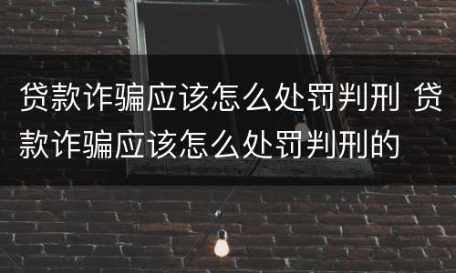 贷款诈骗应该怎么处罚判刑 贷款诈骗应该怎么处罚判刑的