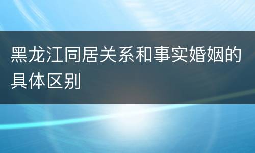 黑龙江同居关系和事实婚姻的具体区别