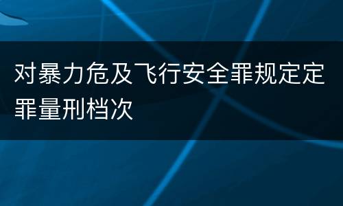 对暴力危及飞行安全罪规定定罪量刑档次