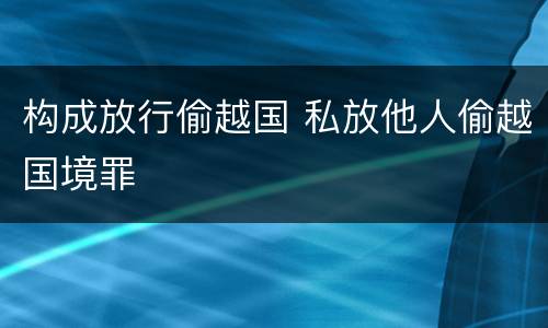 构成放行偷越国 私放他人偷越国境罪
