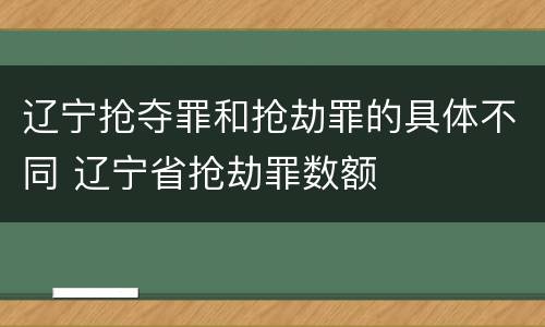 辽宁抢夺罪和抢劫罪的具体不同 辽宁省抢劫罪数额