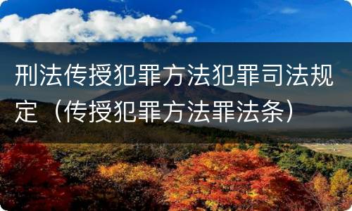 刑法传授犯罪方法犯罪司法规定（传授犯罪方法罪法条）