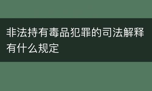 非法持有毒品犯罪的司法解释有什么规定