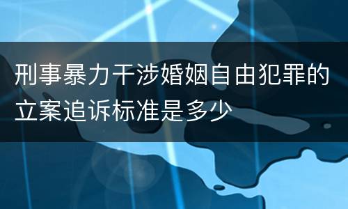 刑事暴力干涉婚姻自由犯罪的立案追诉标准是多少