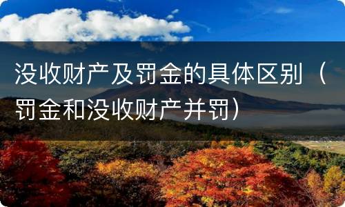 没收财产及罚金的具体区别（罚金和没收财产并罚）