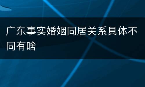 广东事实婚姻同居关系具体不同有啥