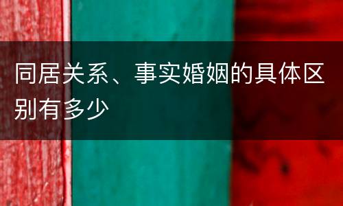 同居关系、事实婚姻的具体区别有多少