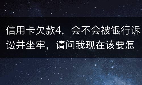 信用卡欠款4，会不会被银行诉讼并坐牢，请问我现在该要怎样办