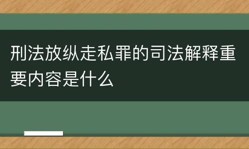 刑法放纵走私罪的司法解释重要内容是什么