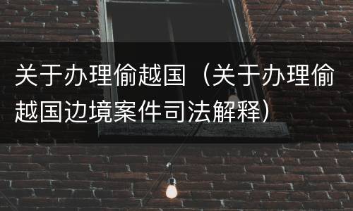 关于办理偷越国（关于办理偷越国边境案件司法解释）