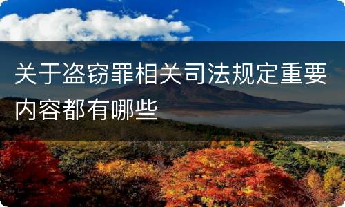 关于盗窃罪相关司法规定重要内容都有哪些