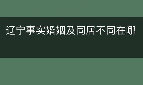 辽宁事实婚姻及同居不同在哪