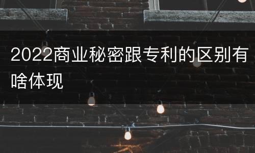 2022商业秘密跟专利的区别有啥体现