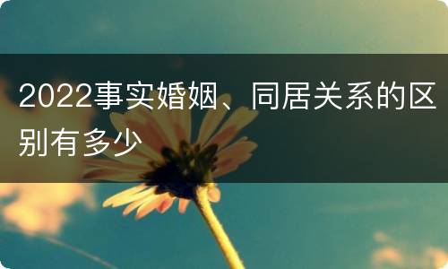 2022事实婚姻、同居关系的区别有多少