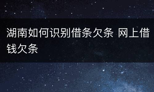湖南如何识别借条欠条 网上借钱欠条