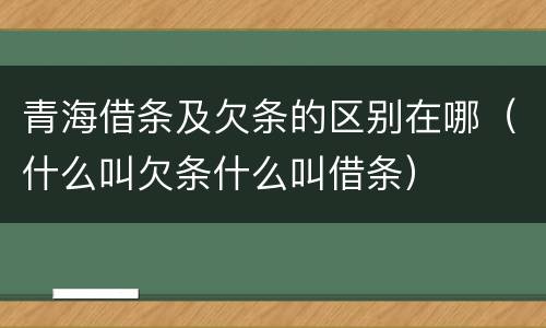 青海借条及欠条的区别在哪（什么叫欠条什么叫借条）