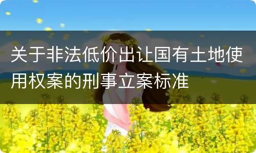 关于非法低价出让国有土地使用权案的刑事立案标准