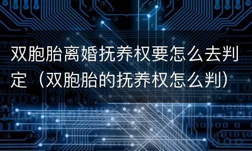 双胞胎离婚抚养权要怎么去判定（双胞胎的抚养权怎么判）