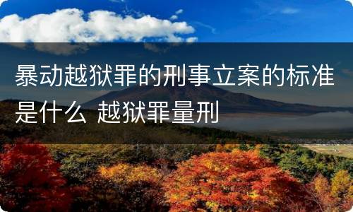 暴动越狱罪的刑事立案的标准是什么 越狱罪量刑