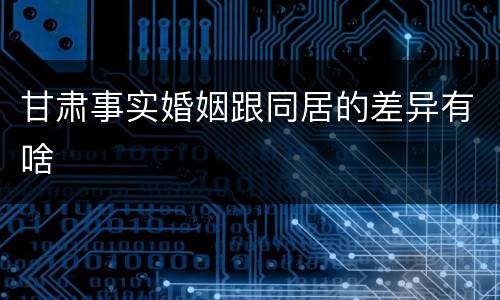 甘肃事实婚姻跟同居的差异有啥