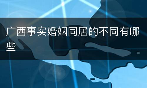 广西事实婚姻同居的不同有哪些