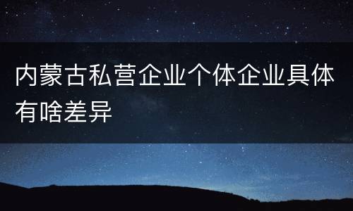 内蒙古私营企业个体企业具体有啥差异