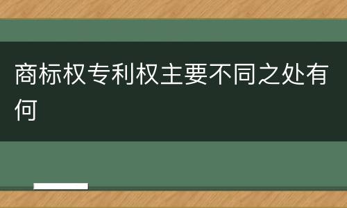 商标权专利权主要不同之处有何