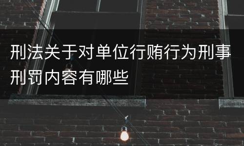 刑法关于对单位行贿行为刑事刑罚内容有哪些