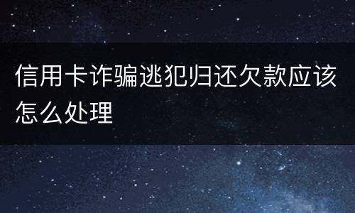 信用卡诈骗逃犯归还欠款应该怎么处理