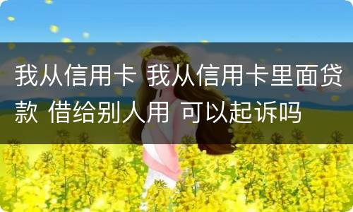 我从信用卡 我从信用卡里面贷款 借给别人用 可以起诉吗