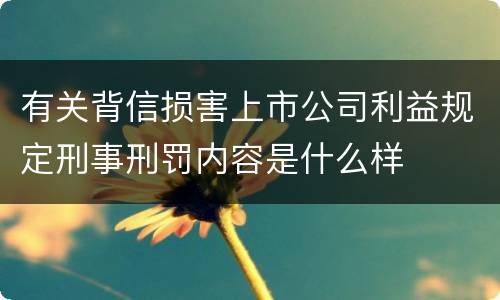 有关背信损害上市公司利益规定刑事刑罚内容是什么样