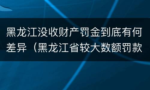 黑龙江没收财产罚金到底有何差异（黑龙江省较大数额罚款标准）