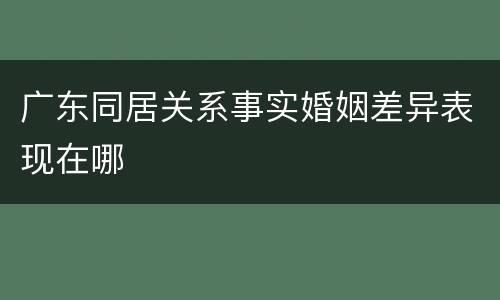 广东同居关系事实婚姻差异表现在哪