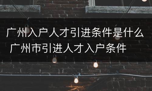 广州入户人才引进条件是什么 广州市引进人才入户条件