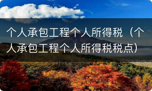 个人承包工程个人所得税（个人承包工程个人所得税税点）