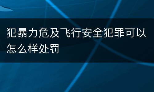 犯暴力危及飞行安全犯罪可以怎么样处罚