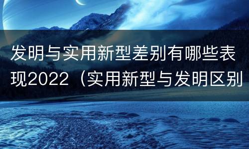 发明与实用新型差别有哪些表现2022（实用新型与发明区别）