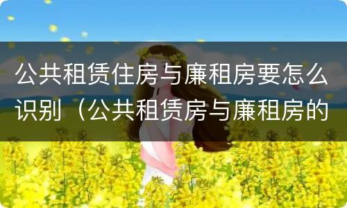 公共租赁住房与廉租房要怎么识别（公共租赁房与廉租房的区别）