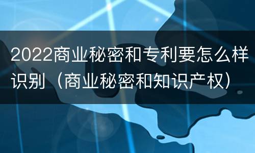 2022商业秘密和专利要怎么样识别（商业秘密和知识产权）