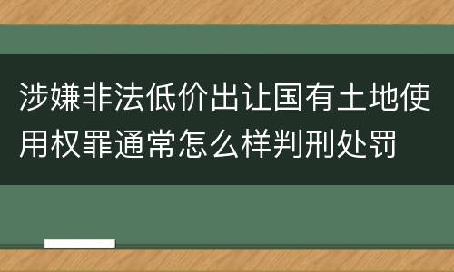涉嫌非法低价出让国有土地使用权罪通常怎么样判刑处罚