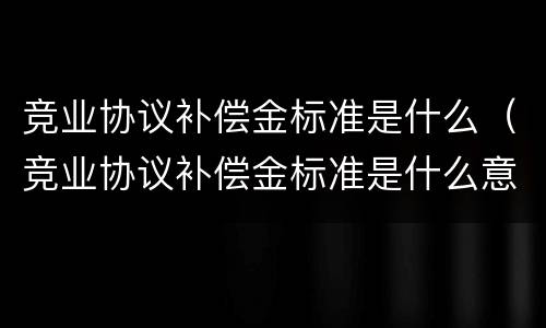 竞业协议补偿金标准是什么（竞业协议补偿金标准是什么意思）