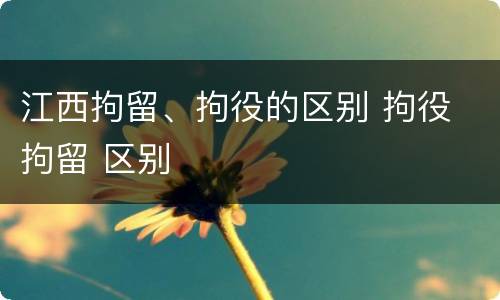 江西拘留、拘役的区别 拘役 拘留 区别