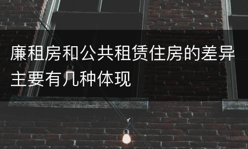 廉租房和公共租赁住房的差异主要有几种体现