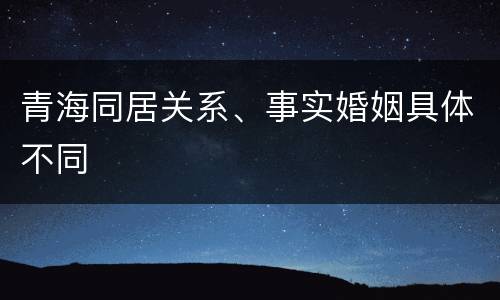 青海同居关系、事实婚姻具体不同