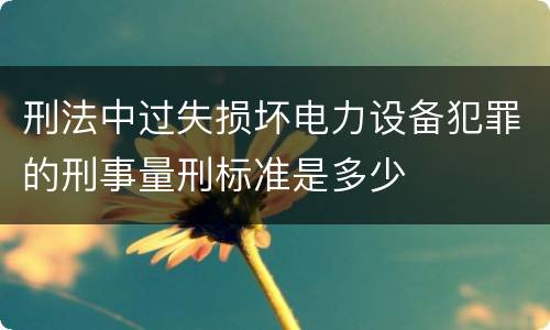 刑法中过失损坏电力设备犯罪的刑事量刑标准是多少