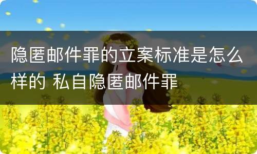 隐匿邮件罪的立案标准是怎么样的 私自隐匿邮件罪