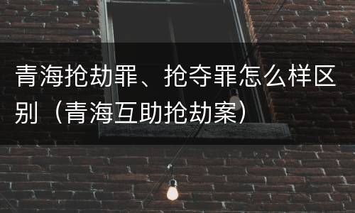 青海抢劫罪、抢夺罪怎么样区别（青海互助抢劫案）