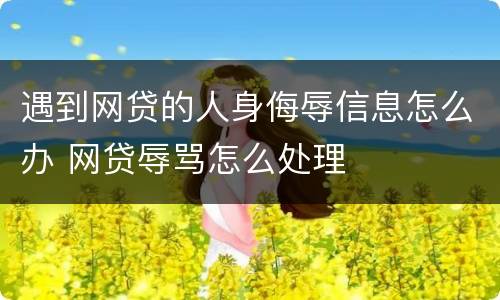 遇到网贷的人身侮辱信息怎么办 网贷辱骂怎么处理