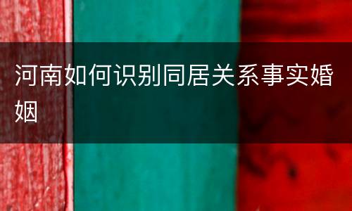河南如何识别同居关系事实婚姻