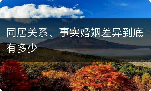 同居关系、事实婚姻差异到底有多少